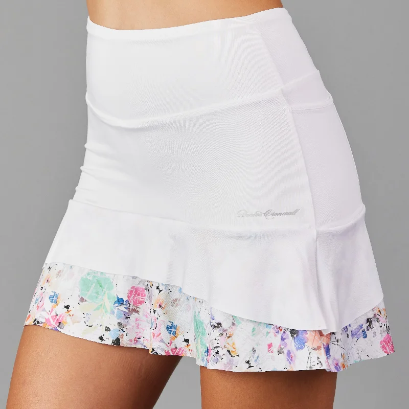 smocked boho skirt-Amethyst Short Skort (embossed white/print)