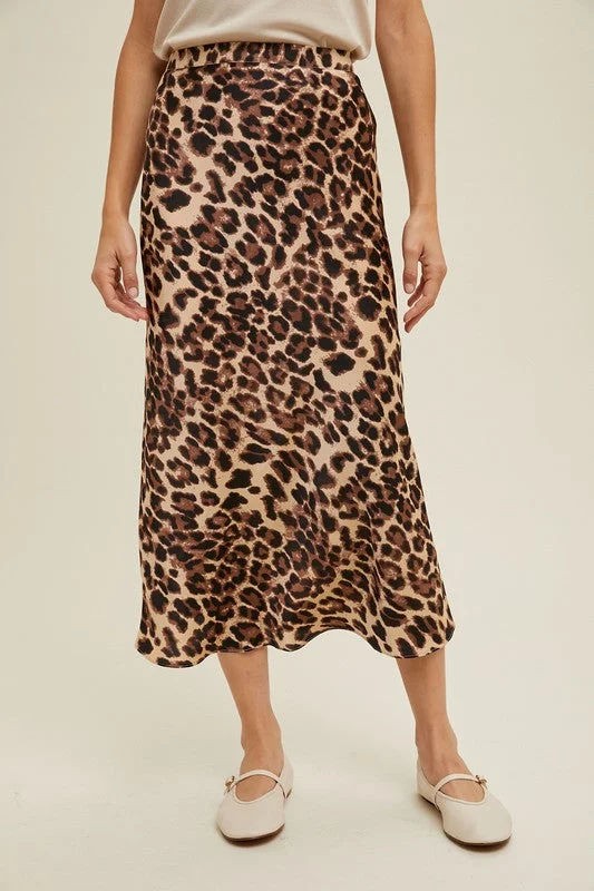 festive flared skirt-Animal Print Elegance Midi Skirt