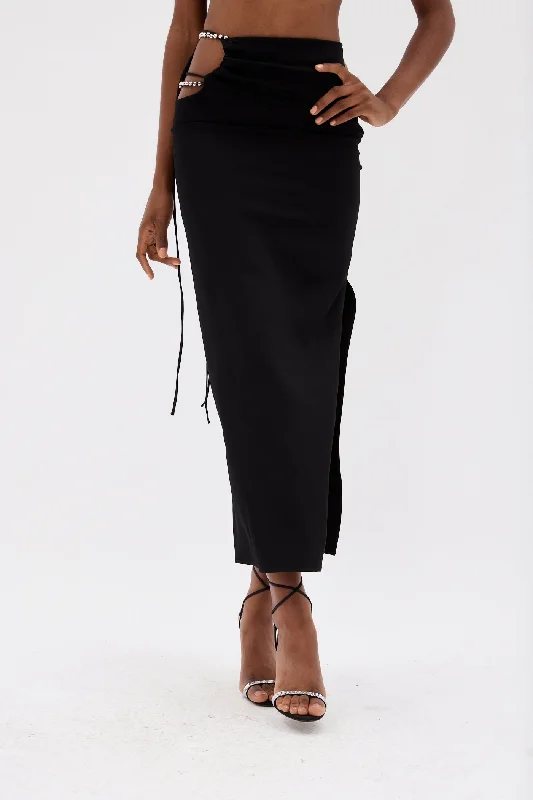 A-line wrap skirt-Bertoia Black Chrome Skirt