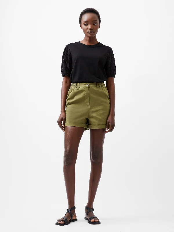 satin pleated midi skirt-Chino Shorts