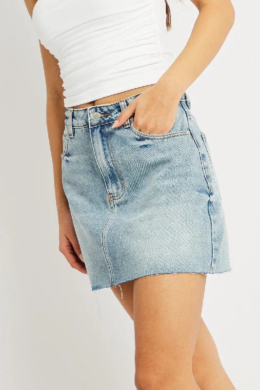 oatmeal flared skirt-Denim Denim Mini Skirt Mid Rise Raw Edge