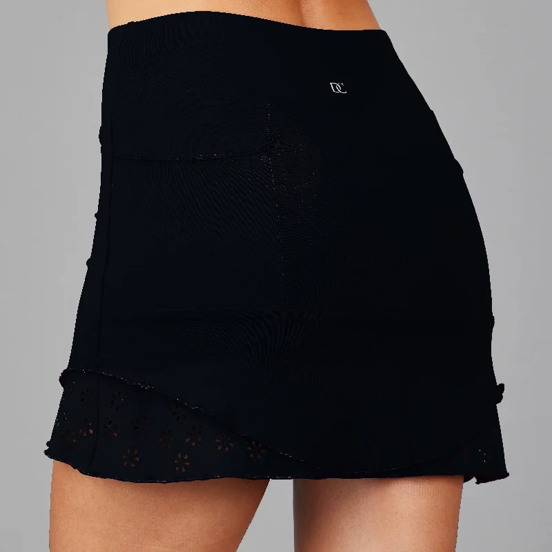 tropical maxi skirt-Eyelet Skort (black)