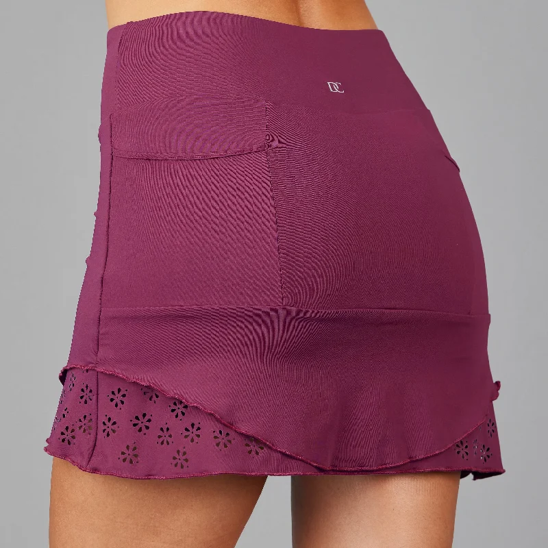 suede pleated skirt-Eyelet Skort (ruby)