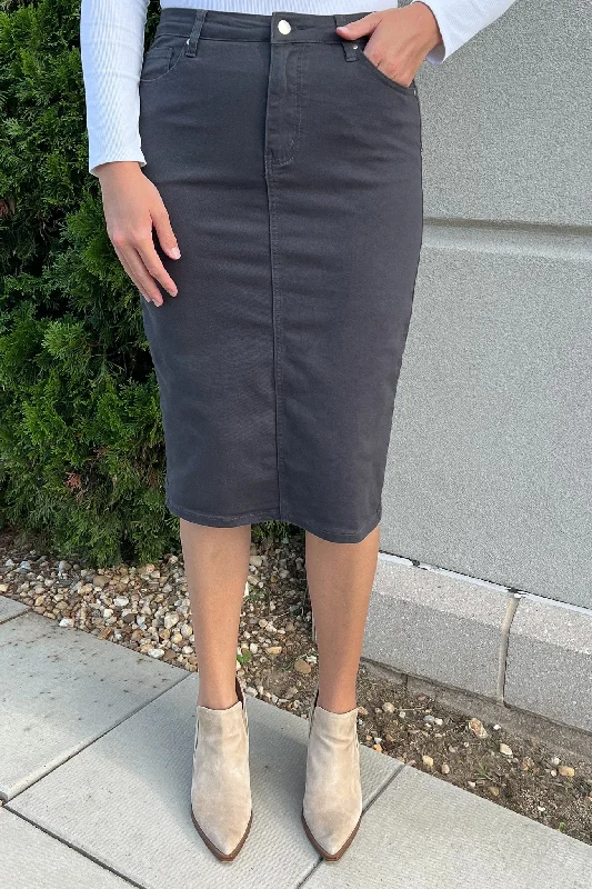 tropical pencil skirt-JDA Charcoal Gray Denim Skirt (FINAL SALE)