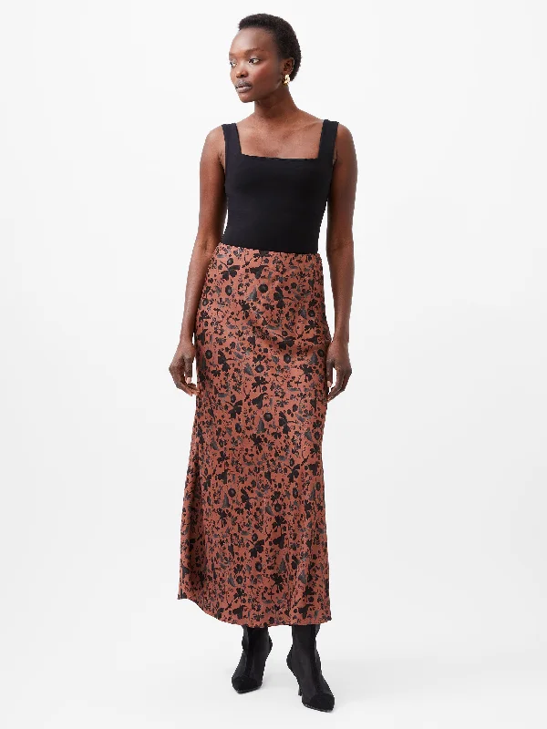 jet black flared skirt-Jeannie Ennis Eco Satin Maxi Skirt