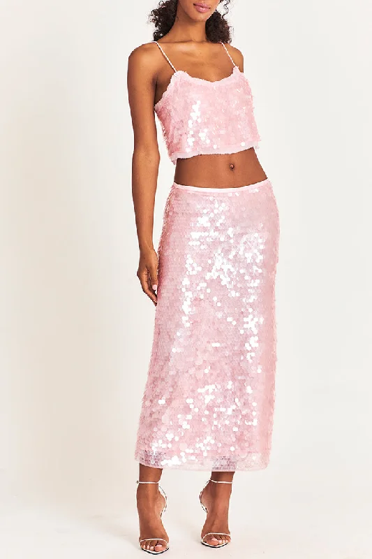 hand-embroidered flared skirt-Miller Sequin Skirt