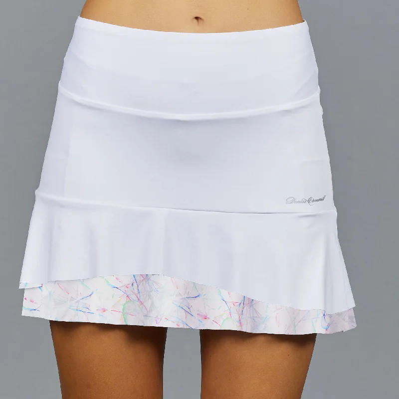 casual pleated skirt-Neon Short Skort (white / print)