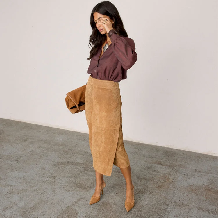 forest green skirt-Suede Jaspre Skirt