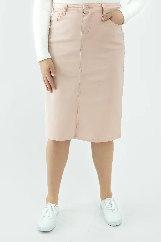 lilac midi skirt-Taye Denim Skirt in Rose