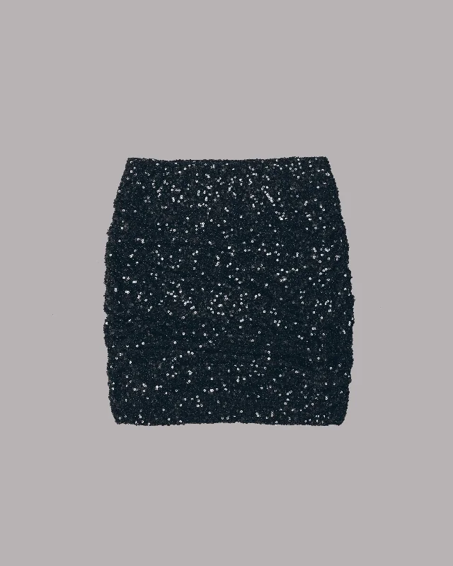 shimmer mini skirt-The Black Sequin Skirt