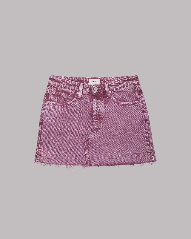 lace flared mini skirt-The Pink Faded Denim Skirt