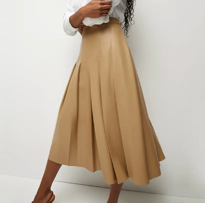 golden champagne midi skirt-Veronica Beard Herson Skirt