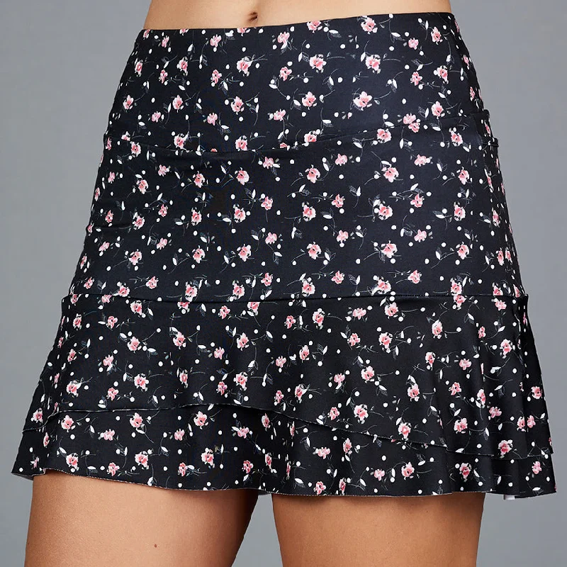 snap front pleated skirt-Vespa Midi Print Skort (floral print)