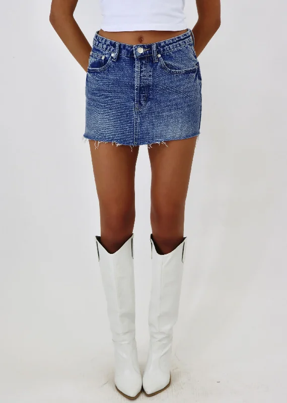 shimmering mini skirt-Wherever I Go Mini Jean Skirt ★ Medium Wash