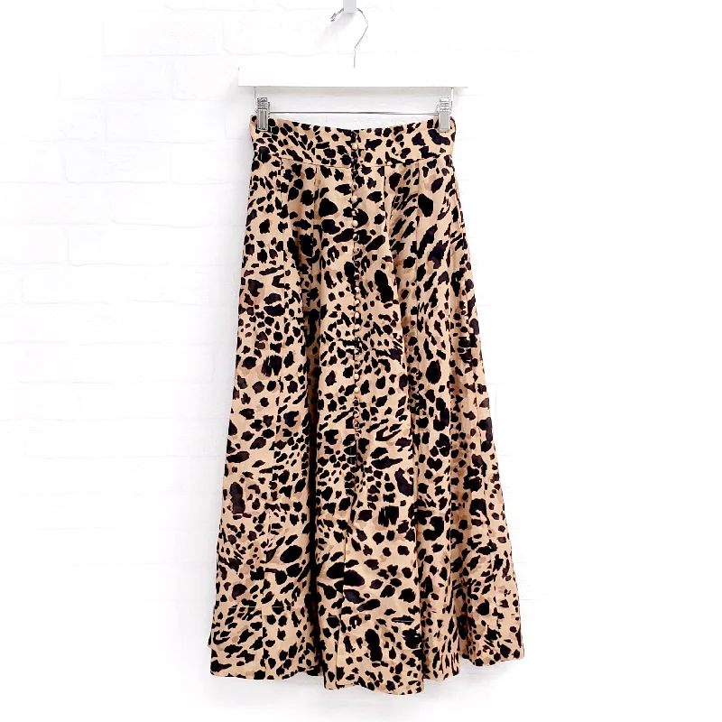 snap front skirt-ZIMMERMANN LEOPARD MAXI SKIRT - SIZE 0/XS